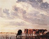 Cows Canvas Paintings - Cows in a River